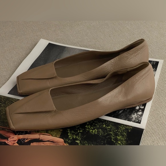 Jil Sander Square Toe Leather Ballet Flats In Tan Size 36 (US 6) - Picture 5 of 13
